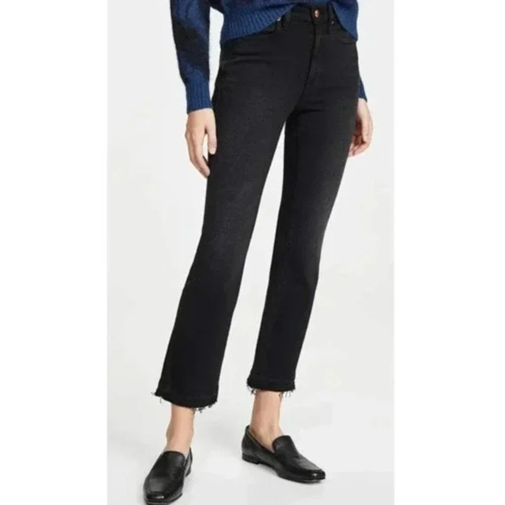AYR The Rocker Straight Leg Crop Raw Hem in Magnetic Black Size 25 - Picture 1 of 13